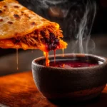 Birria Tacos: How the Trend Took Over the US 7 Dramatic close-up of quesabirria taco showing melted cheese and seasoned beef