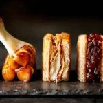 Elegant editorial spread of five iconic viral Asian street foods arranged