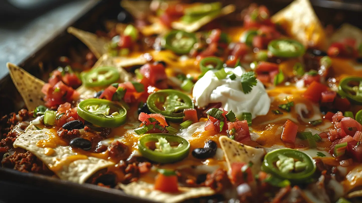 Late-Night Street Food Snacks Under 20 Minutes 1 Late-night street food snacks hero image showing various quick midnight snacks including nachos, potato bites, and quesadilla in a dark kitchen setting